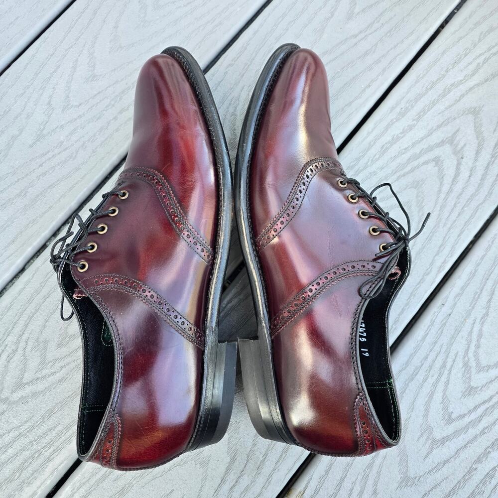 Florsheim Imperial Leather Oxford brogue Cap Toe dress Shoes Burgundy, Size 11 - Picture 3 of 9